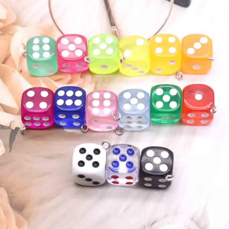 10pcs 14mm Cute Mini Colorful Dices Charms For DIY  Earrings Necklace Jewelry Accessories Finding