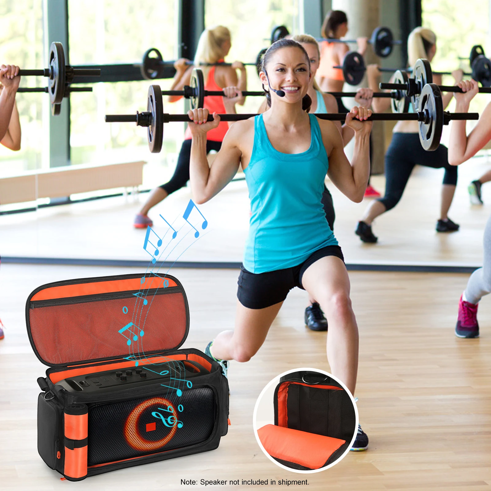 

Premium Carrying Case for Portable Bluetooth Speakers EVA Material Fit for JBL PartyBox On The Go On The Go 2 Black Orange