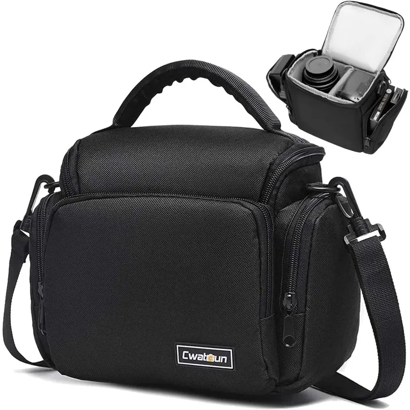 Single Shoulder Crossbody Bag Compact Camera Bag Case for Canon Nikon SONY SLR DSLR Mirrorless Camera Lens Waterproof Black