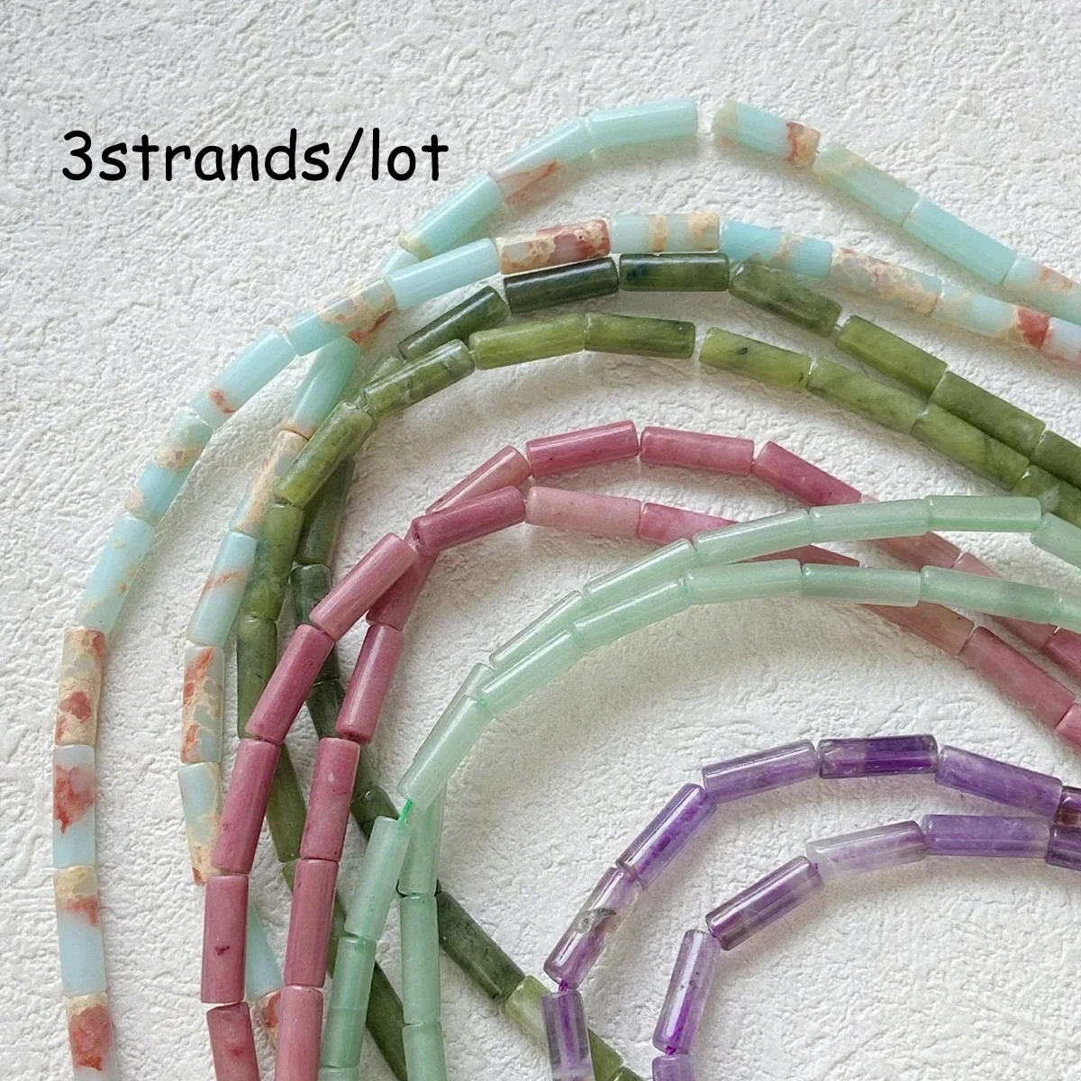 3strands 4x13mm Natural Stone Beads Cylinder Loose Spacer Agates Amazonite String Bead for Jewelry Making DIY Bracelet Necklace