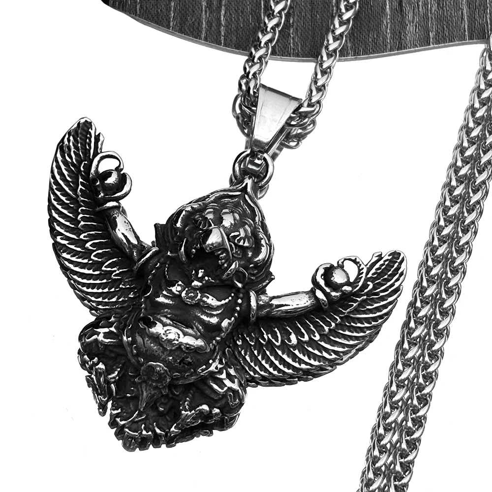 

Retro Dark Angel Wing Devil Chain For Women Men Stainless Steel Black Goth Punk Male Street Pendant Necklace Jewelry Accessory