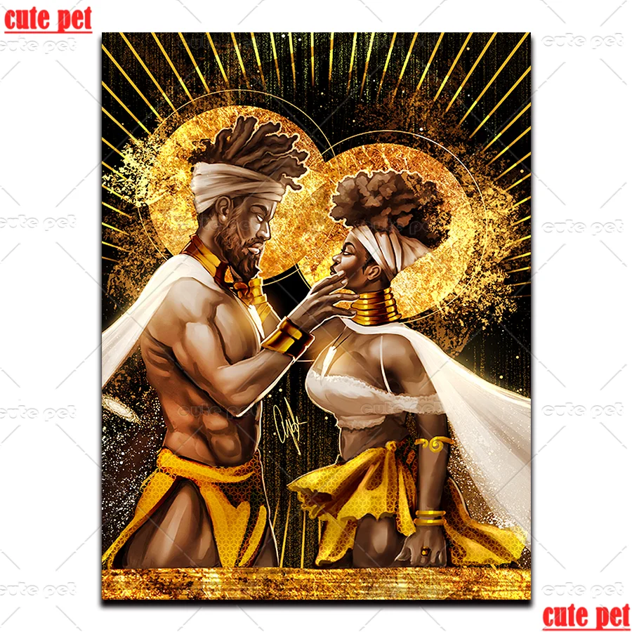 diamond painting South African tribal couple Full square diamond embroidery mosaic Cross Stitch 5d rhinestone home decor gifts