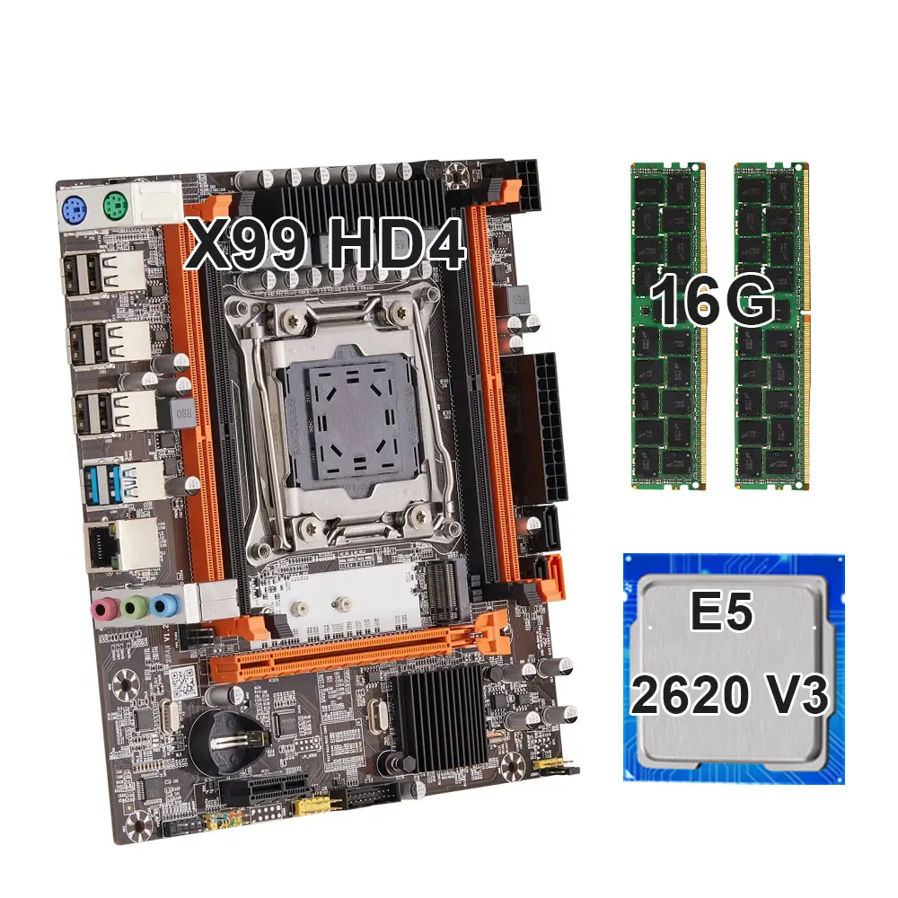 

KEYIYOU X99H D4 LGA 2011-3 Motherboard Xeon Kit E5 2620 V3 CPU and 2*8GB=16G DDR4 2133 MHZ ECC REG Memory