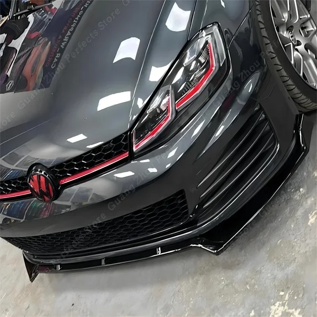 Maxton Style Gloss Black Przedni zderzak Splitter Lip Do VW Golf 7 7.5 GTI GTD R-Line 2013-2020 Zderzak Dyfuzor Spoiler Osłona