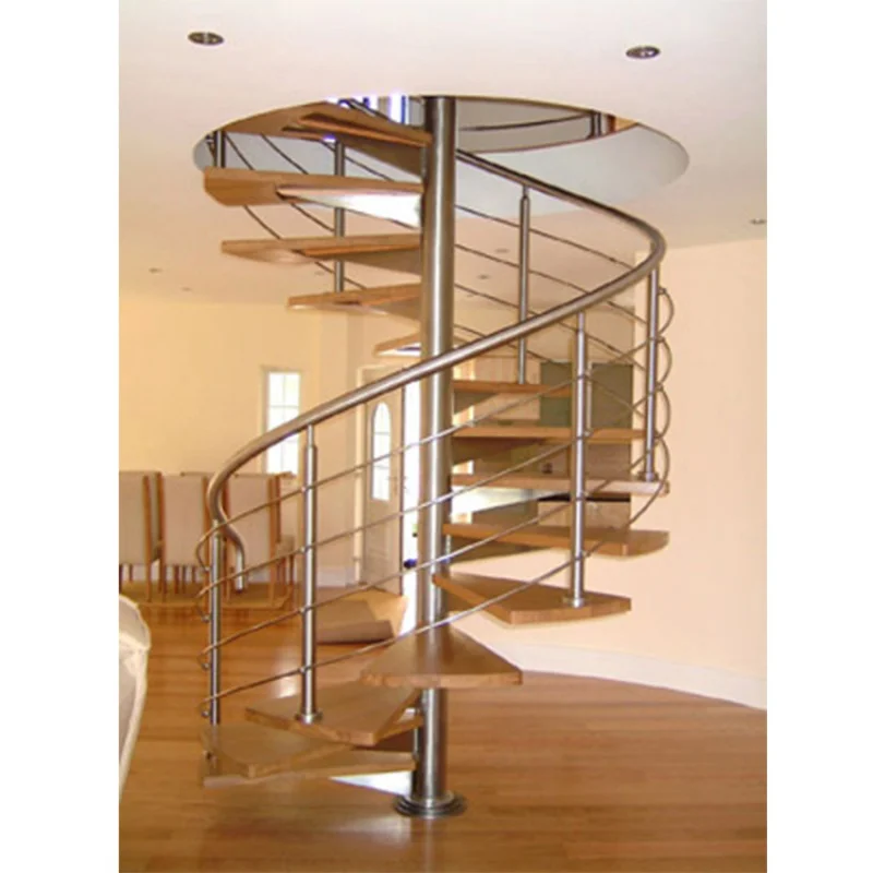 Custom.hot sell exterior stairs modern rotating design Staircase simple solid wood treads carbon fabricated loft staircas