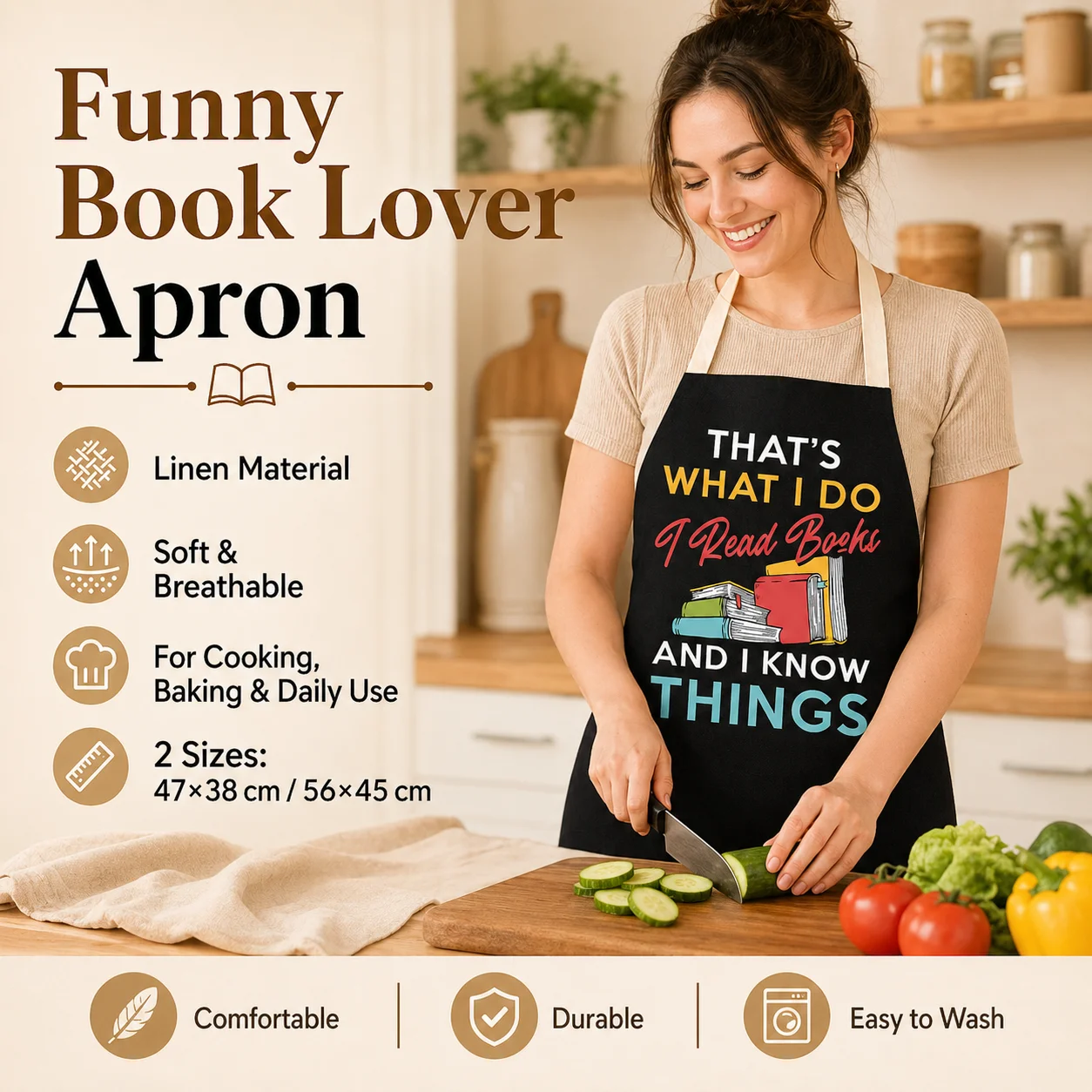 Grembiule in Lino con Stampa 2 - Home Cooking Quotes recensione e prezzo