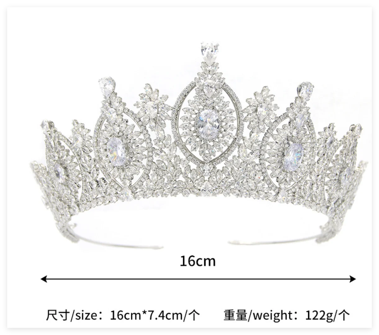 Luxury Queen Crown For Wedding Bride Headdress Cubic Zirconia CZ Princess Bridal Tiara Crown For Pageant Party Prom Headpiece
