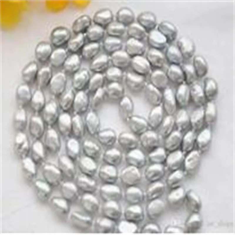 

New 50" 10-12MM SILVER GRAY Freshwater Baroque PEARL NECKLACE