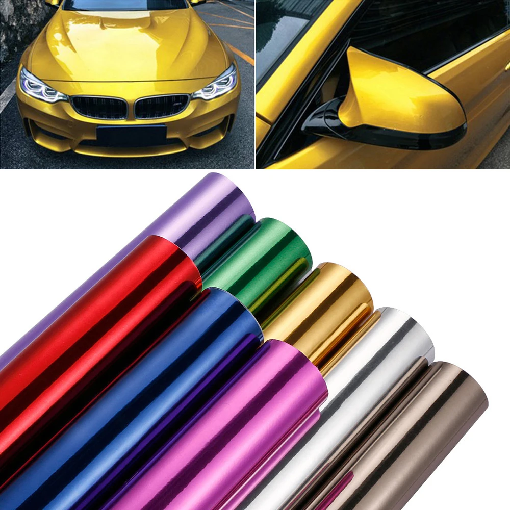 Vinyl Film 50x400/600cm Chrome Mirror Car Stickers Vehicle Decoration Protective Wrapping Decals Auto Exterior Accessories