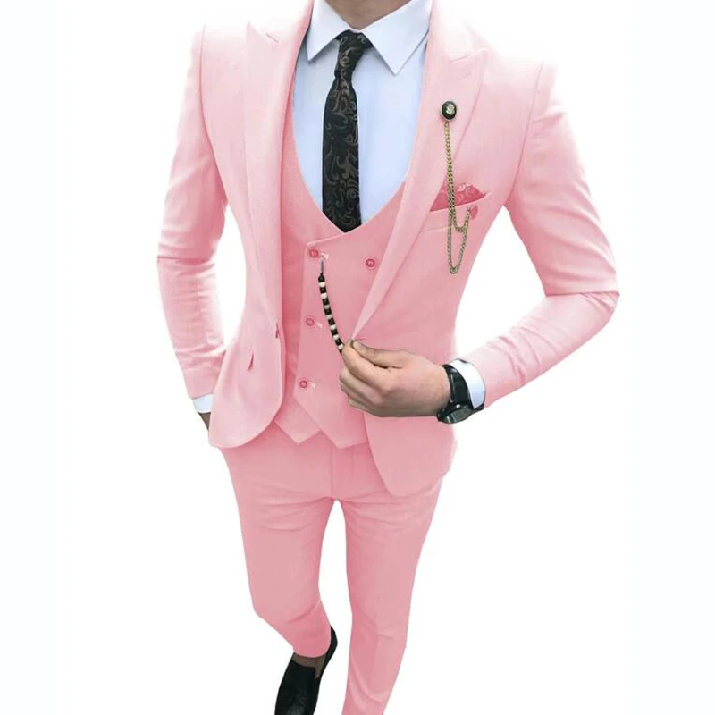 

Костюм Homme Свадебные мужские костюмы Slim Fit Повседневный смокинг для выпускного жениха с остроконечными лацканами Деловой деловой костюм для выпускного Мужской пиджак 3-х предметный