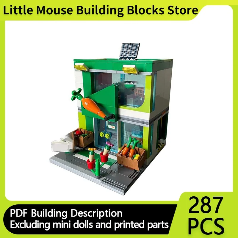 

City Street View Model MOC Building Bricks Grocery Store 2 Storey Modular Technology Gifts Holiday Assemble Children Toys Suit