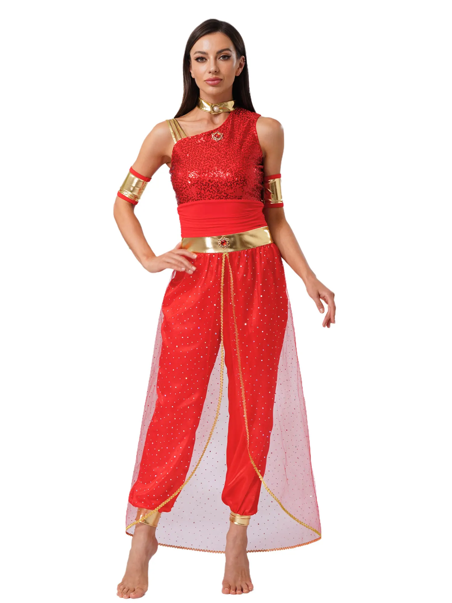 Robe de princesse arabe pour femmes, barboteuse de spectacle de danse indienne, robe d'halloween Cosplay Jasmines, Costume de fĂȘte d'anniversaire et de noĂ«l