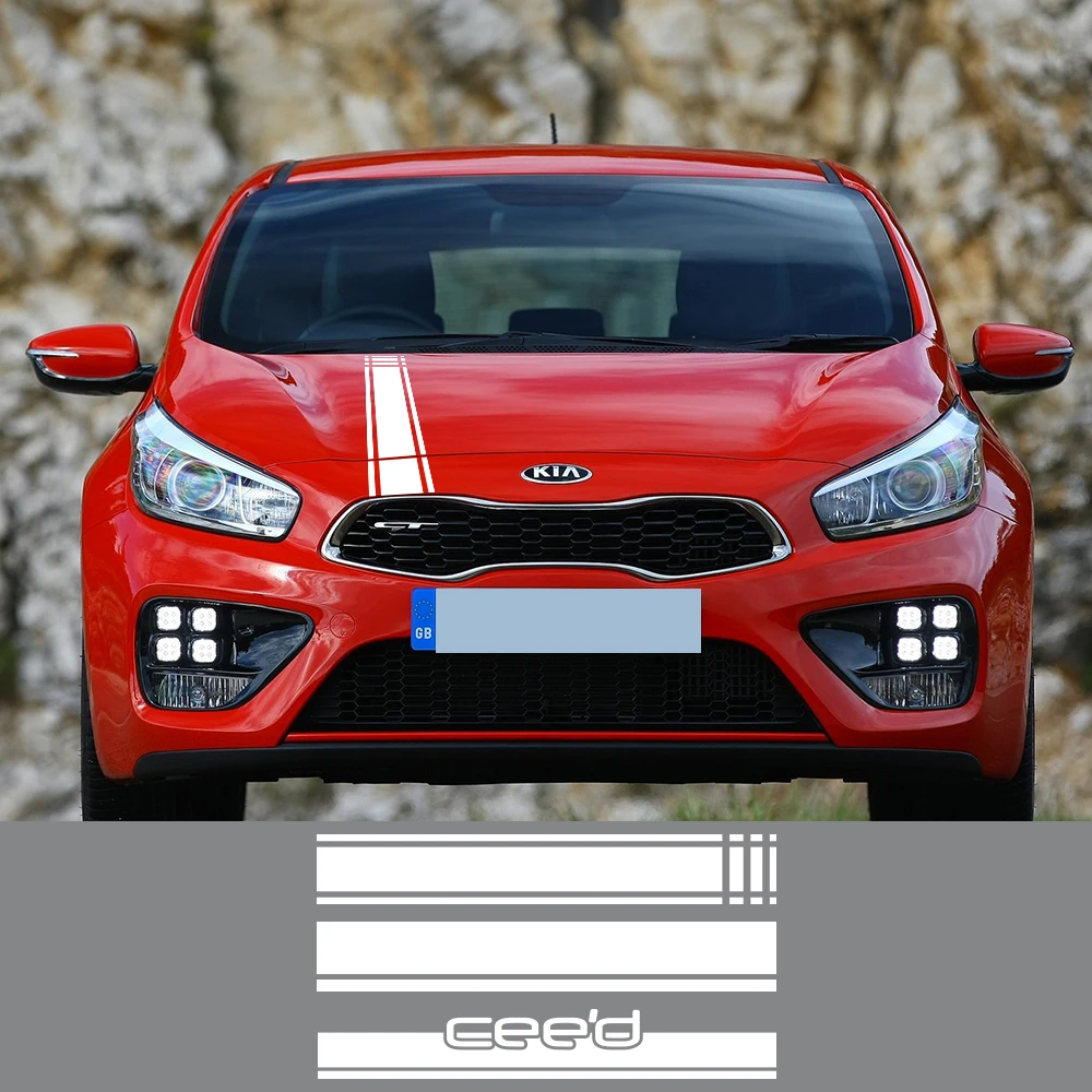 Car Hood Cover Sticker For Kia Ceed GT Line GTline SW Graphics Classic Styling Vinyl Film Decor Decals Auto Bonnet Accessories