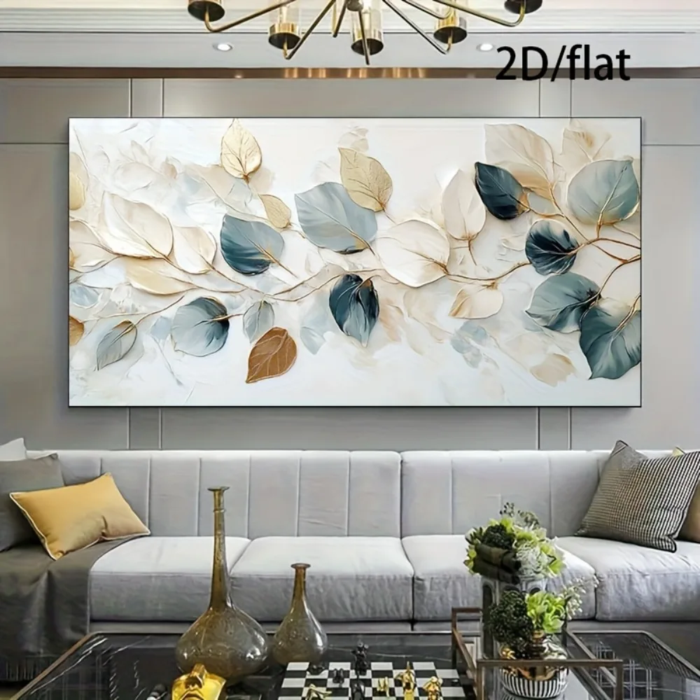 Flache 2D-Blätter Abstrakte Leinwanddrucke Poster Moderne Florale Große Horizontale Kunstdrucke Wandkunst Heimdekoration Kunstposter Geschenke
