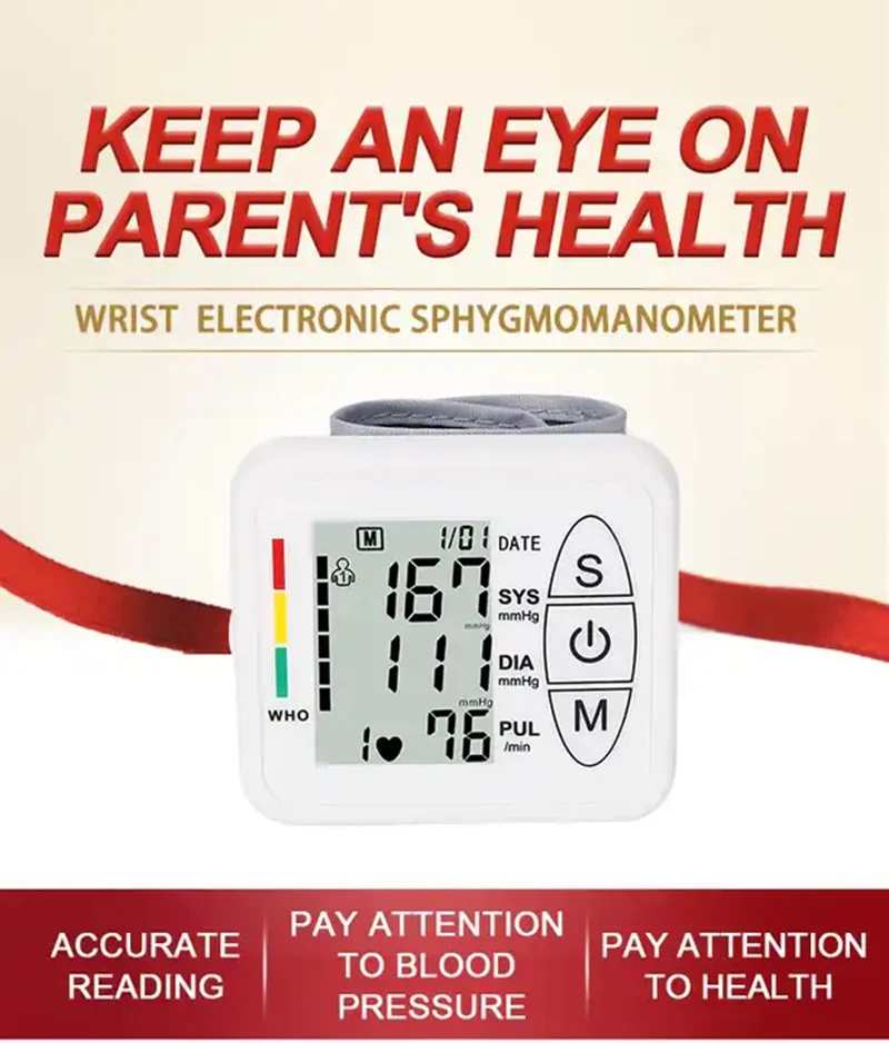 

Wrist automatic blood pressure monitor, medical precision blood pressure monitor, heart rate and pulse blood pressure monitor