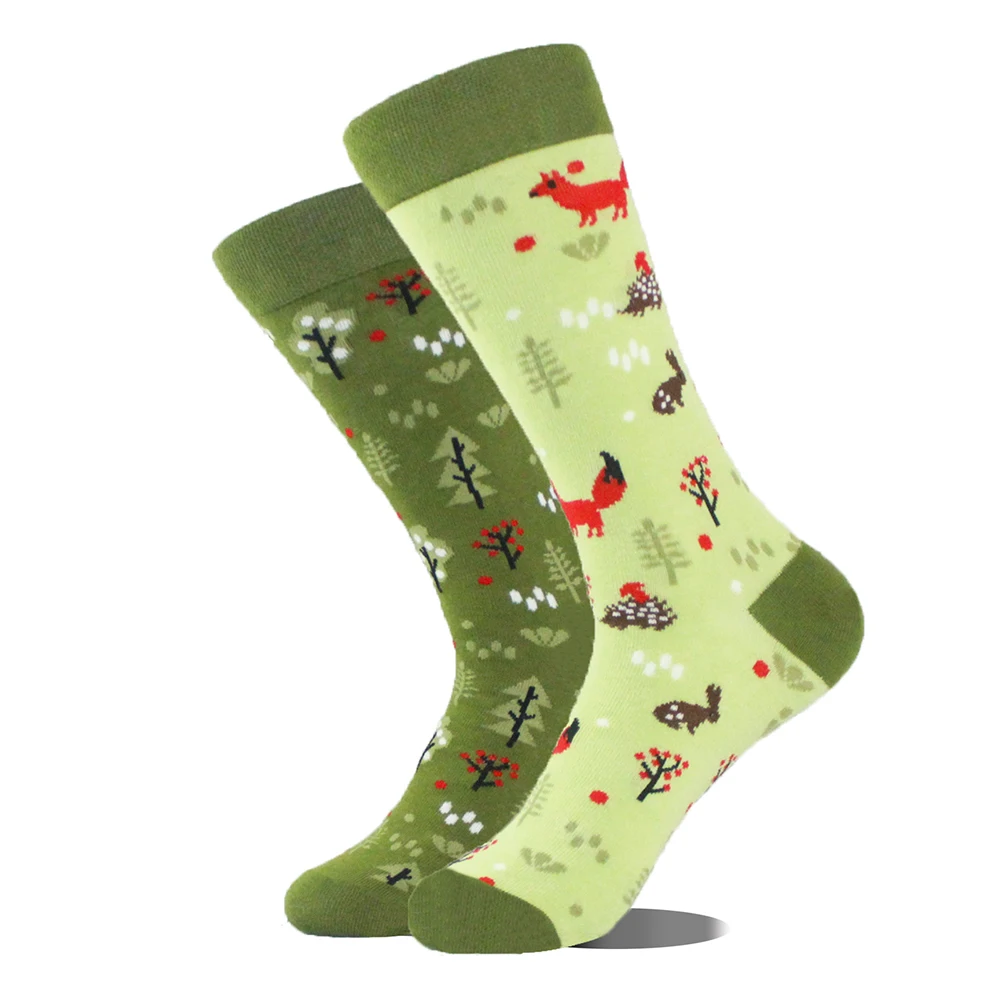 1 زوج للجنسين غير متناظرة متعة منتصف أنبوب الجوارب المألوف الحيوان طباعة أنماط كلا الرجال النساء هدية الجوارب مناسبة ملابس خارجية #6