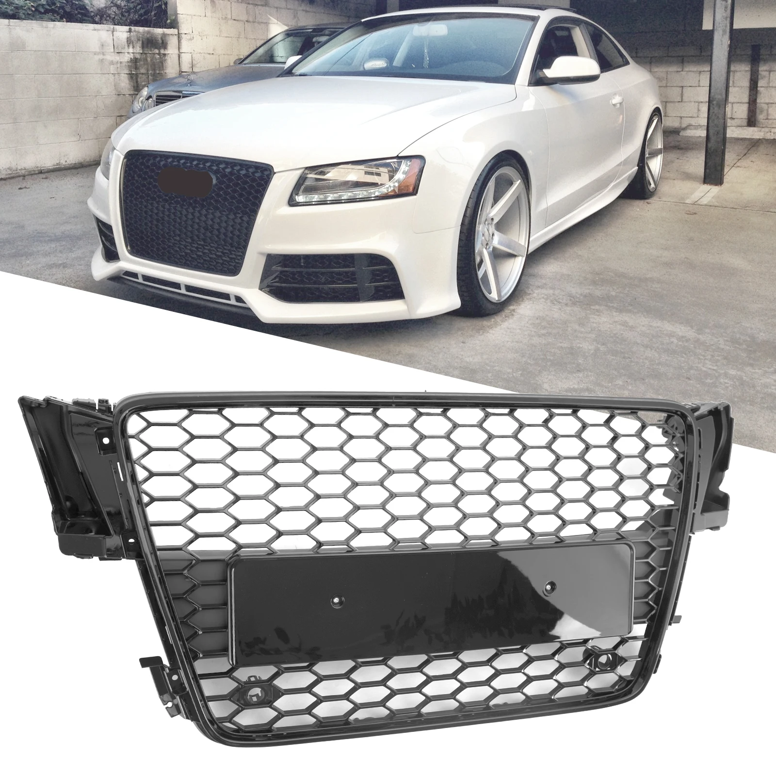 RS5 Style Hood Henycomb Sport Mesh Grill Grille Passend für AUDI A5 S5 B8 2008–2012