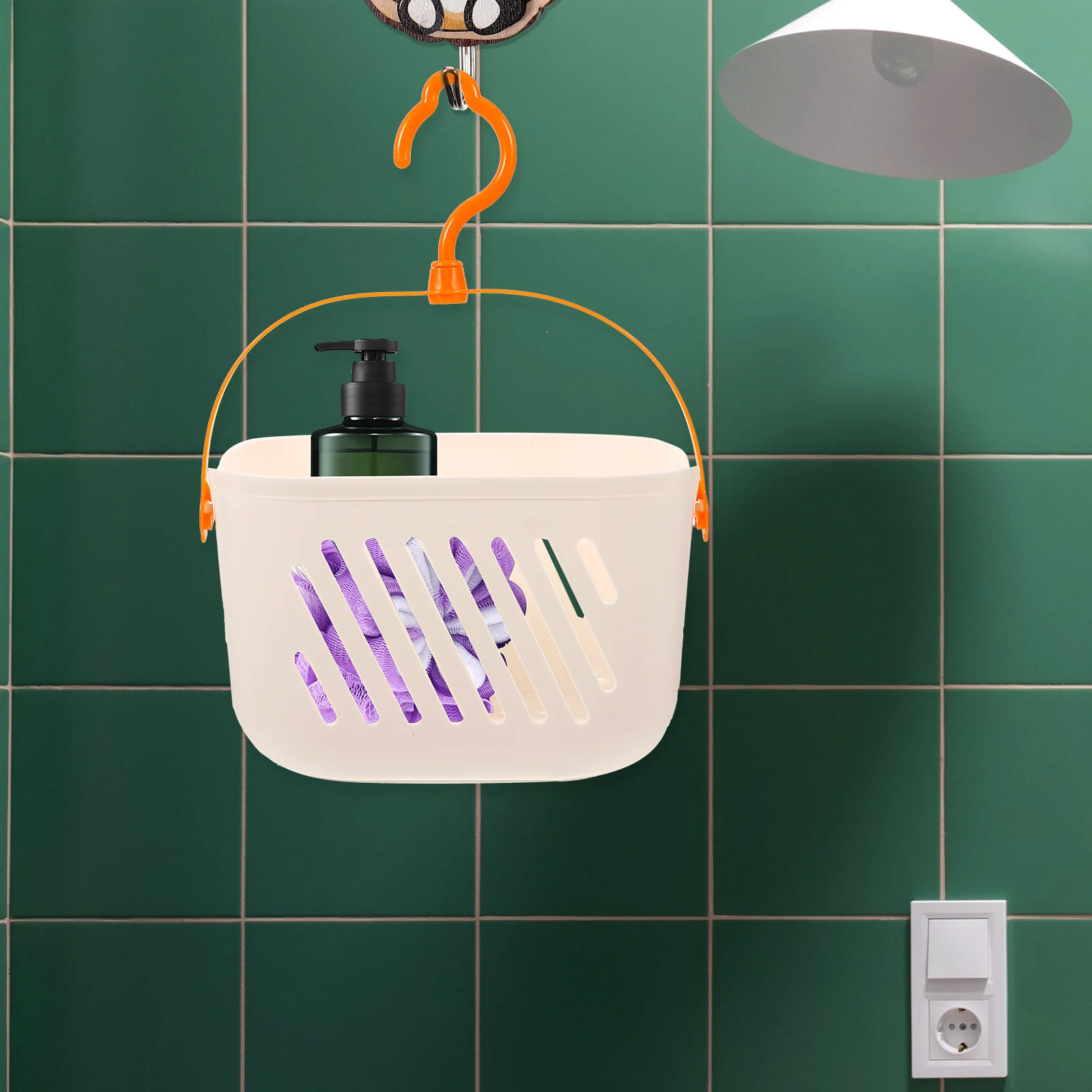 

Plastic Hanging Basket Kitchen Storage Organizer Rotatable Hook Shower Shelf Rustproof Waterproof Drainage Design