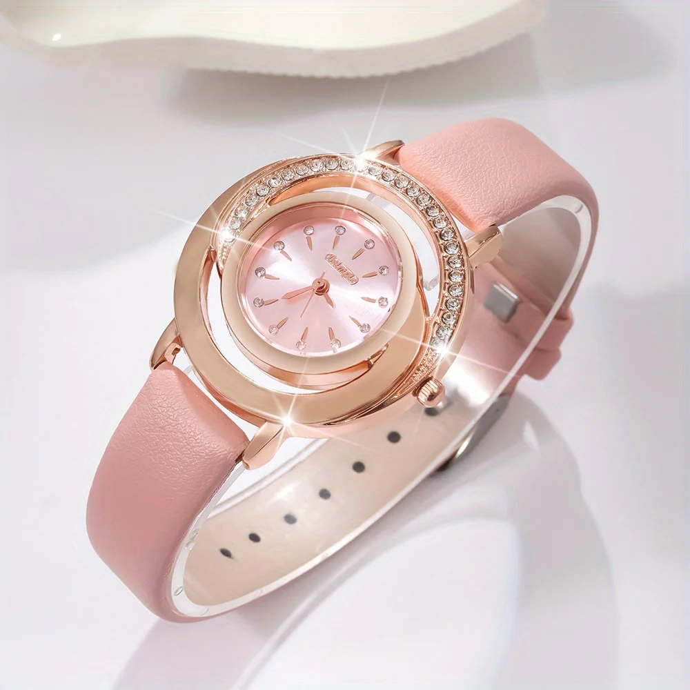 Set Jam Tangan Wanita Modis 2 Buah, Jam Tangan Wanita Kuarsa Elegan, Hadiah Wanita