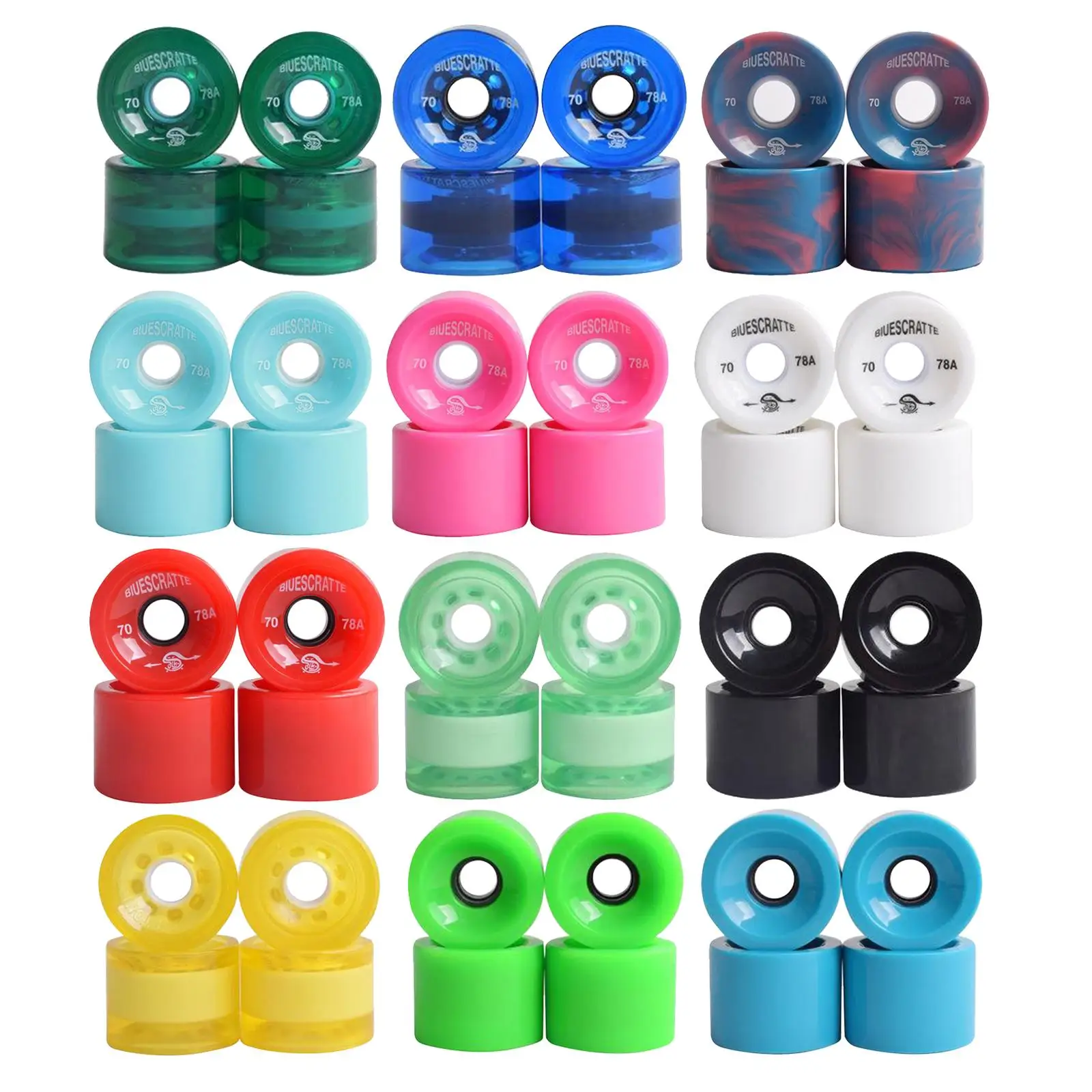 4ชิ้นล้อสเก็ตบอร์ด longboard ล้อสเก็ตบอร์ด PU ความแข็ง78A ล้อสเก็ตบอร์ด