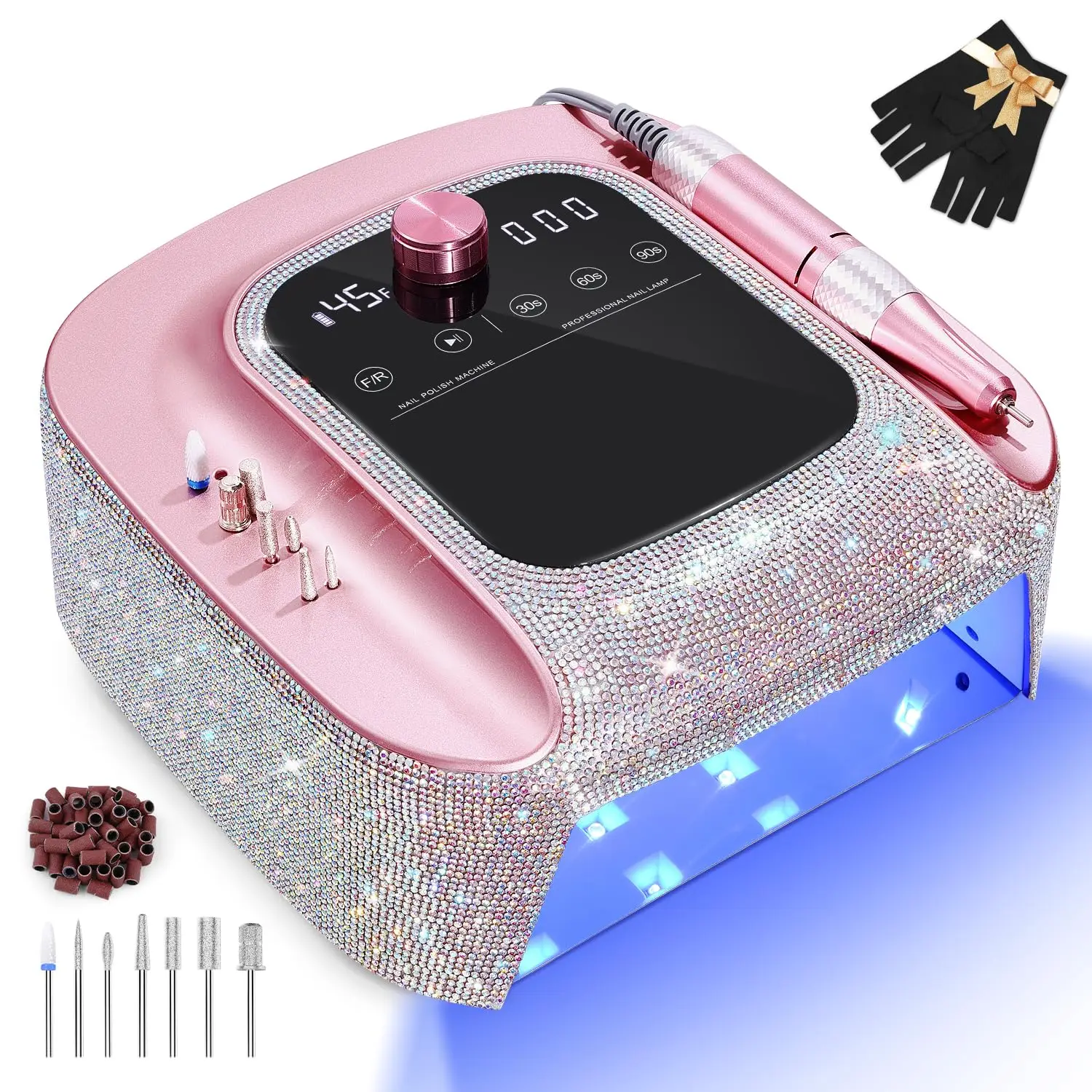 

2-in-1 Cordless UV LED Nail Lamp & Electric Drill Kit with Auto Sensor, LCD Display, 45000 RPM for Home Salon Use