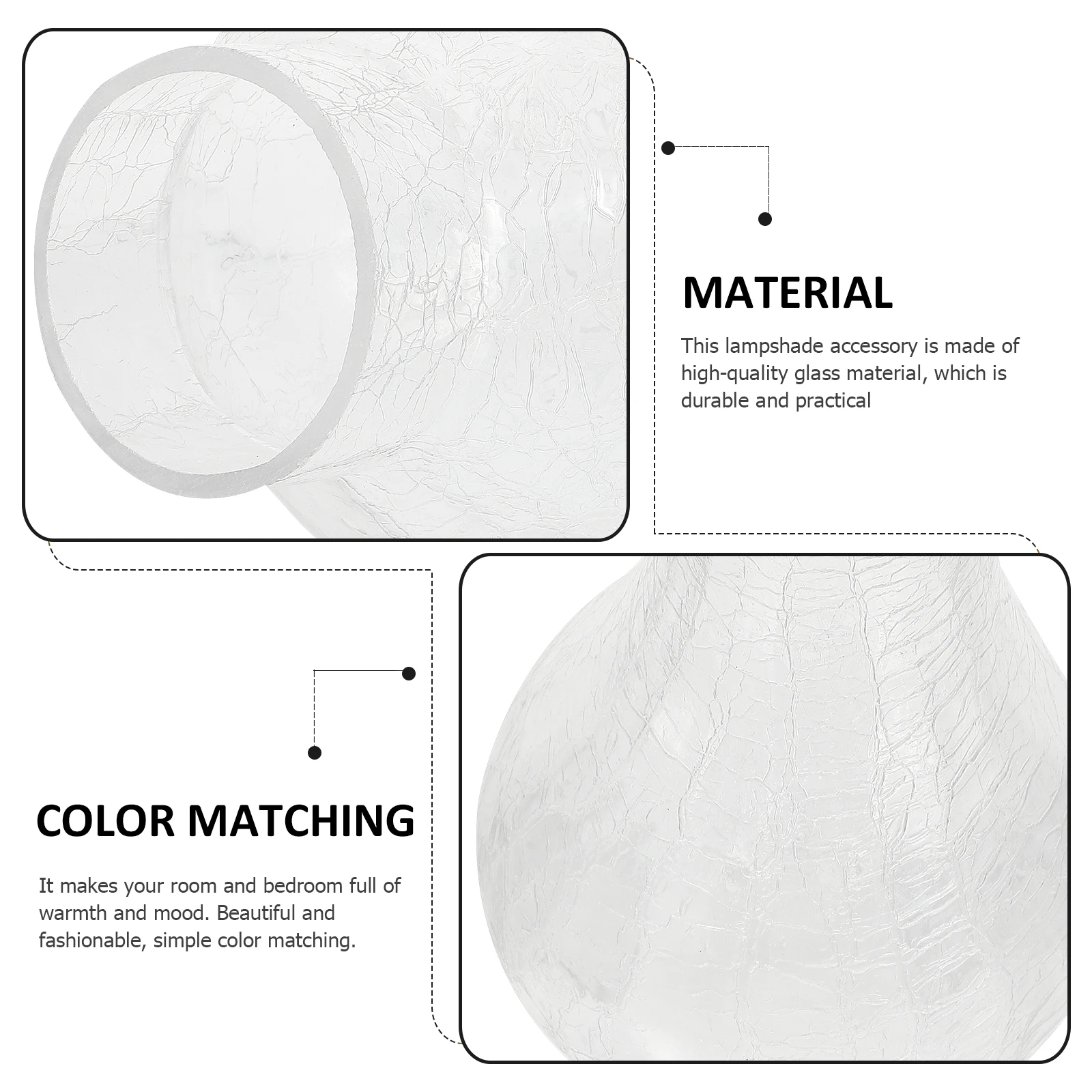 

1Pcs Safe and Long-Lasting Glass Lampshade Retro Style Wall Light Cover Accessory Simple Color Matching for Home