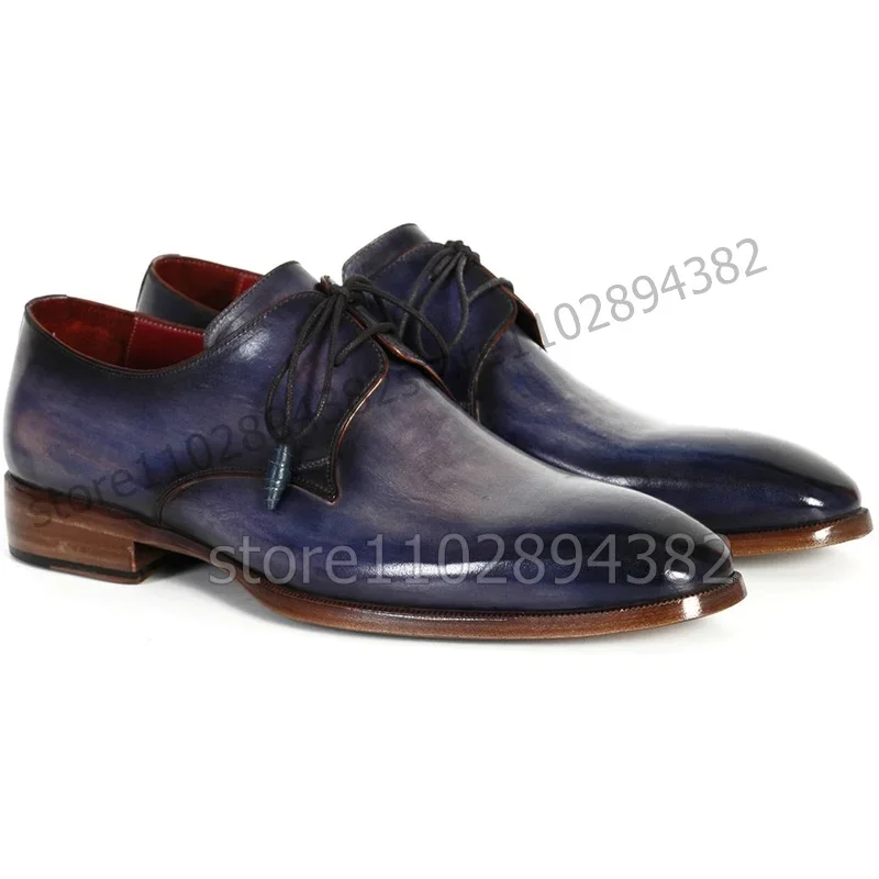 

Gradient Color Square Toe Low Top Men Derby Shoes Fashion Lace up Men Shoes Luxury Handmade Party Banquet Office Men Dress Shoes