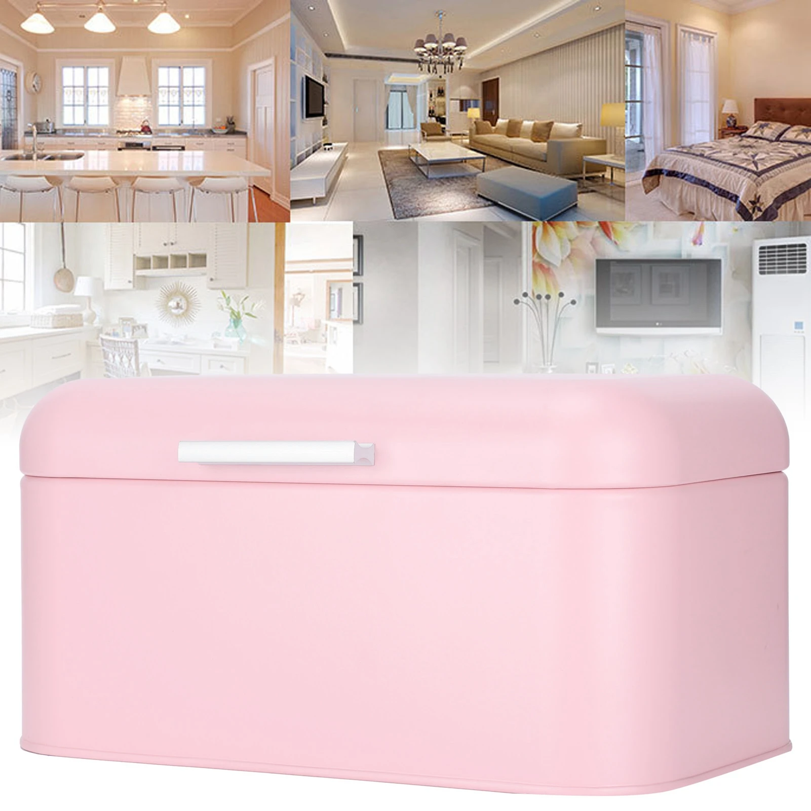 Bread Storage Box Pink Iron Bread Container Organizer Non‑Toxic Retro Household Storage Case Kitchen Accessories