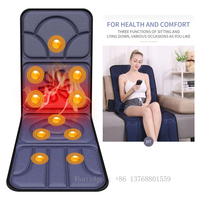 Electric Heat Massage Cushion Mat Full Body 10 Motors Vibrating Massage Bed Mattress For Car And Home