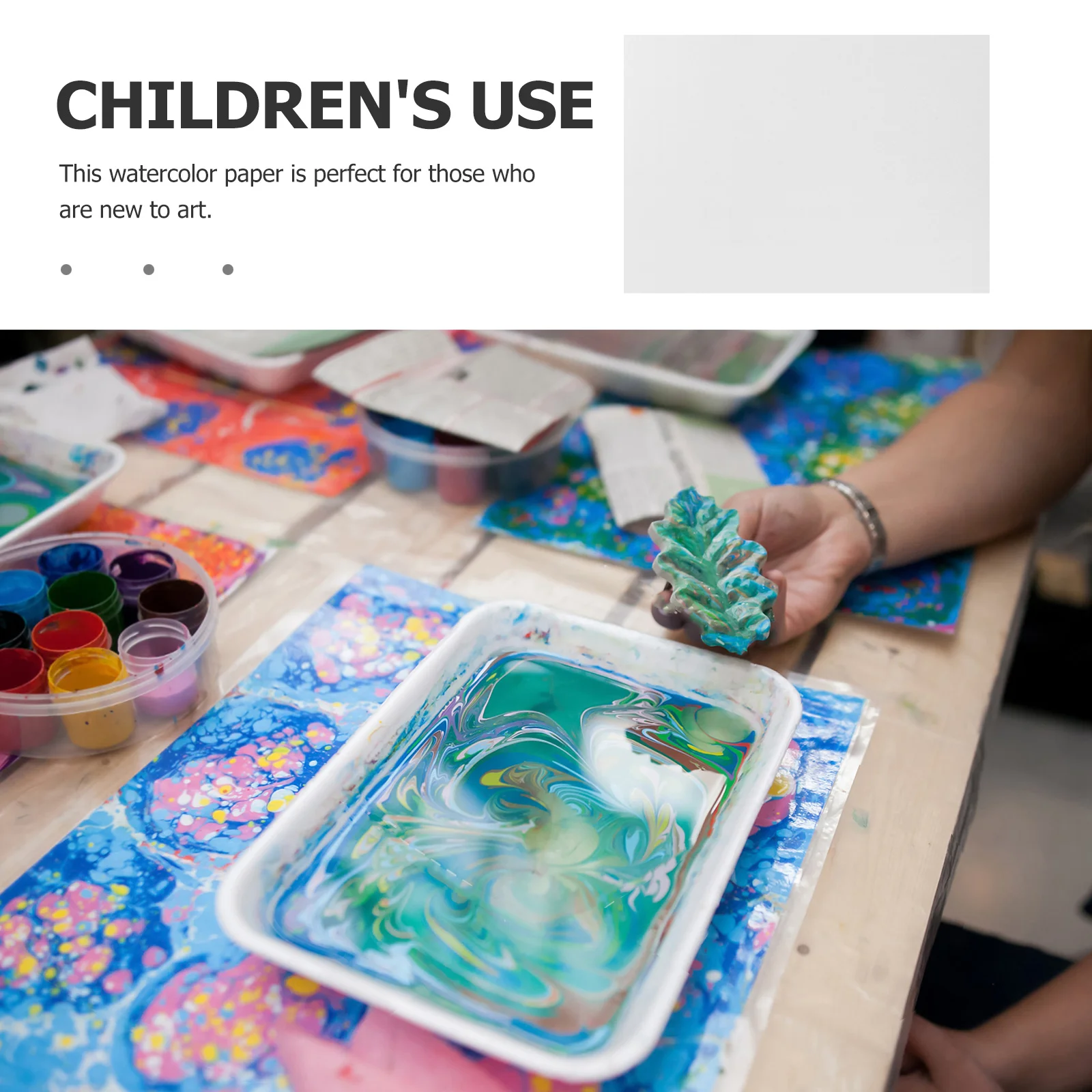 50 ورقة من ورق الفن الرخامي الكبير للأطفال، لوحة مائية، أوراق رسم إبداعية ذاتية الصنع للفنانين المبتدئين #3