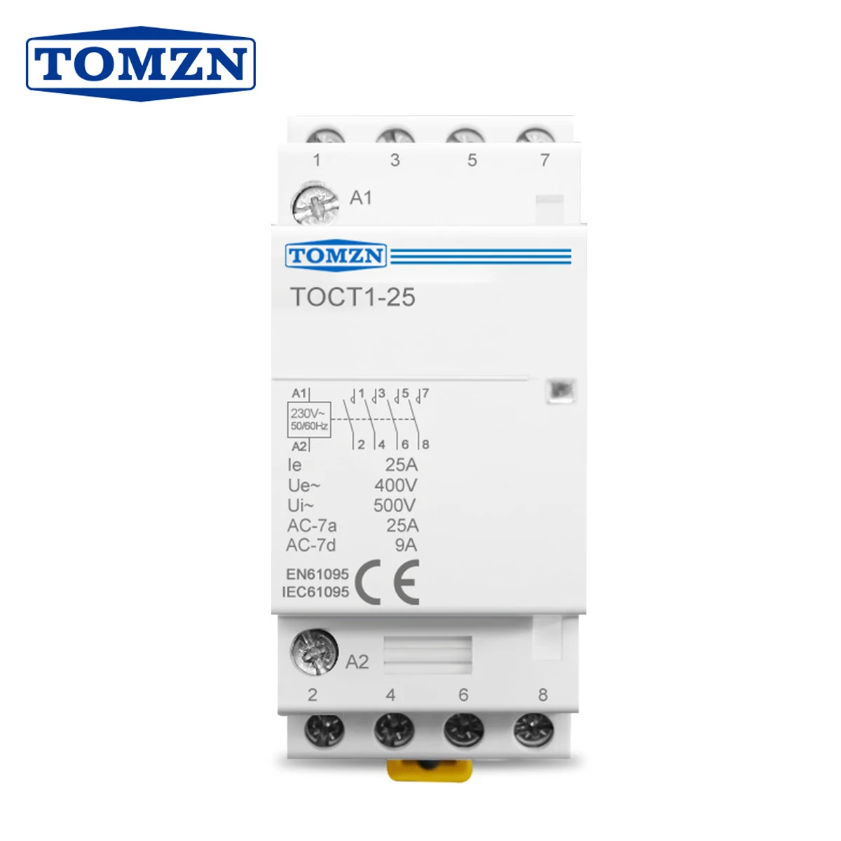 TOCT1 4P 25A 110V COIL 50/60HZ Din rail Household ac Modular contactor  4NO or 2NO 2NC Contactors