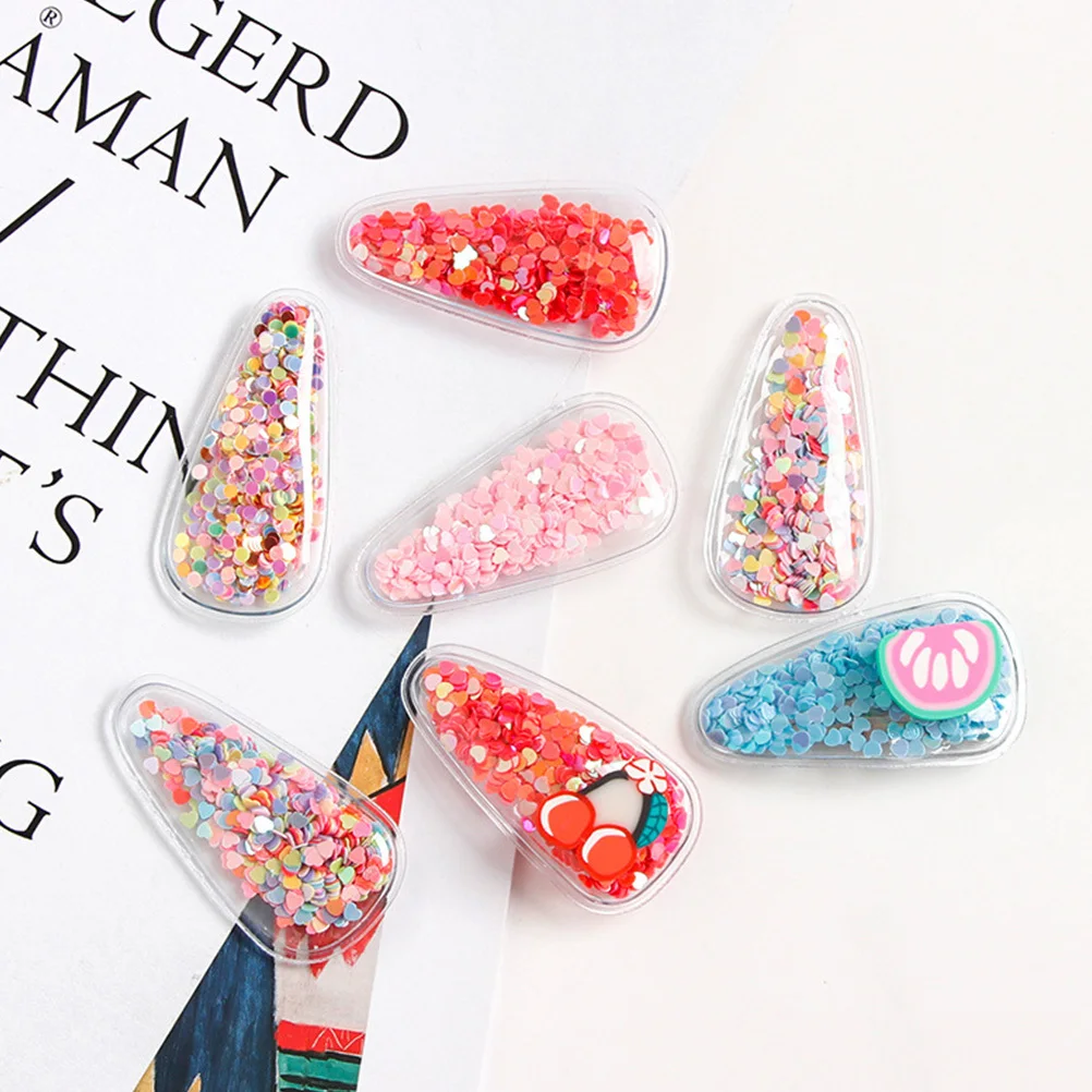 

20pcs Transparent Sequins Hair Clips Drop-Shaped Diy Materials For Quick Sand Pvc Hairpin Shine Decor Fashion Accessories