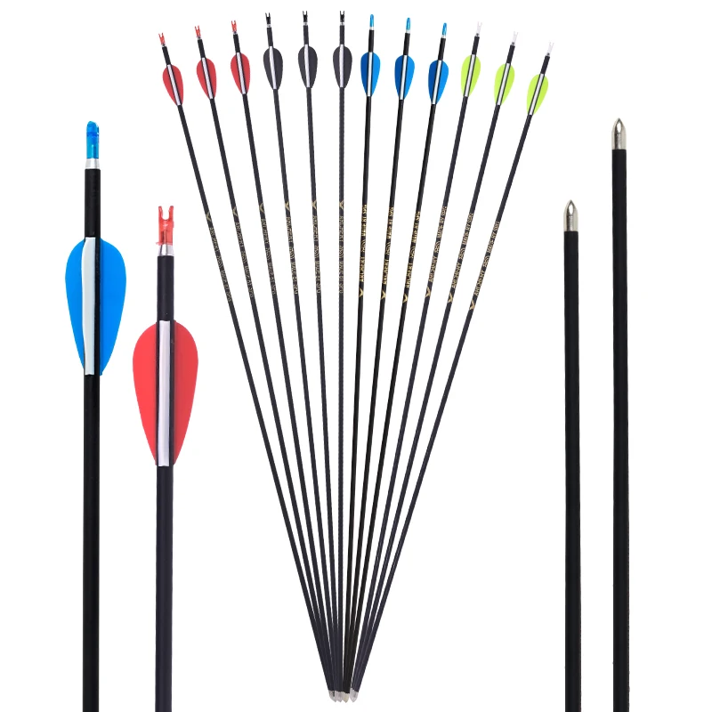 

Archery 6mm Mixed Carbon Shaft Fixed Arrow Tip Plastic Vanes Practice Target Hunting Shooting Practice Pin Nock Accessories