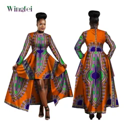 Afrykańskie sukienki dla kobiet Dashiki Kente Style Print Dress Cotton Wax Print Sexy Maxi Long Dress for Ladies Africa Clothes WY1268