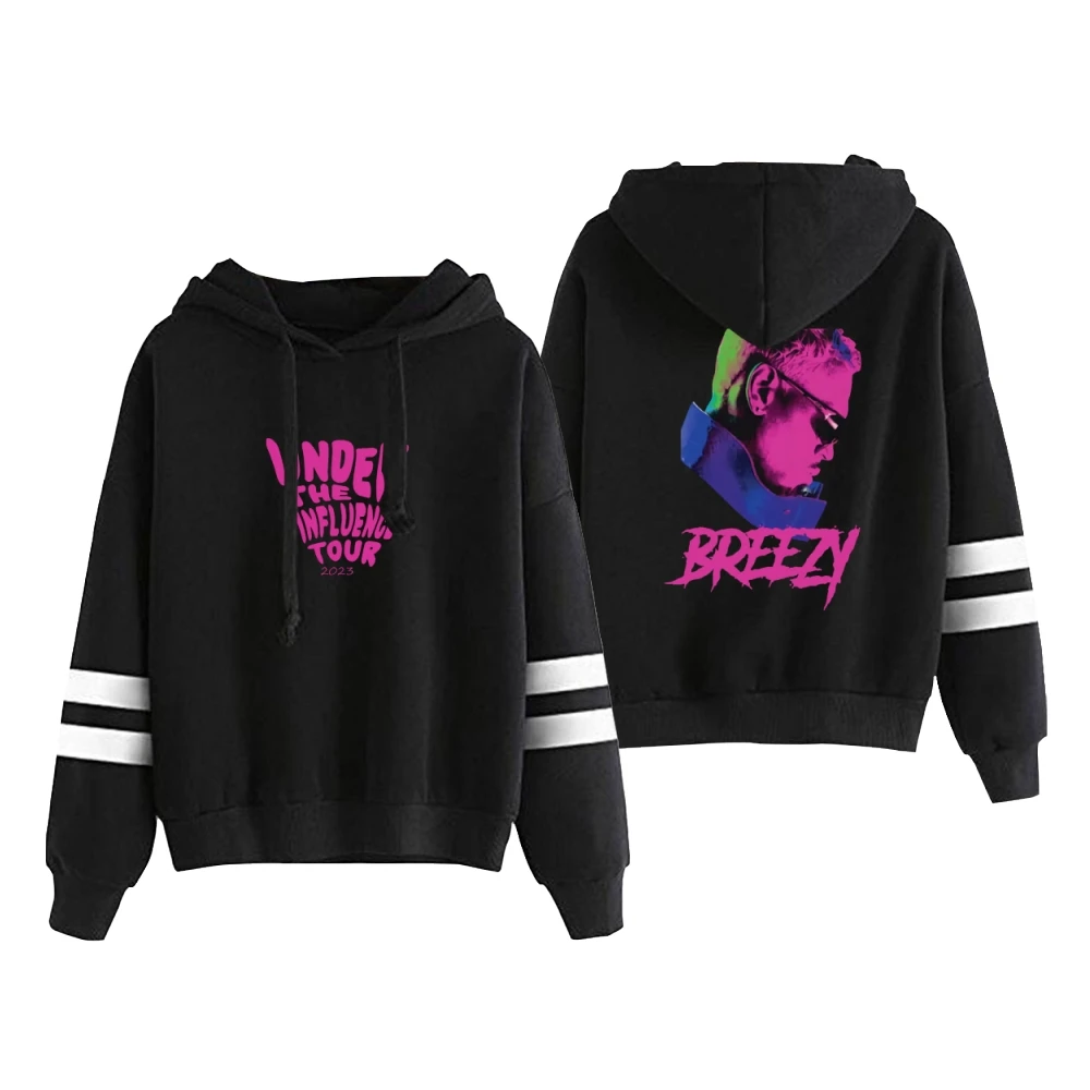 Chris Brown Merch Under The Influence Tour 2023 Breezy Unisex Pocketless Parallel Bars Sleeve Sweatshirts Women Men's Hoodie