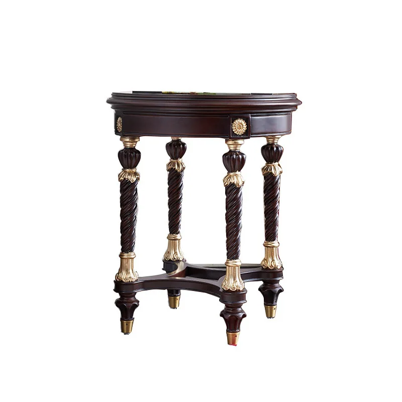 

Side few mahogany European living room carved round coffee table furniture