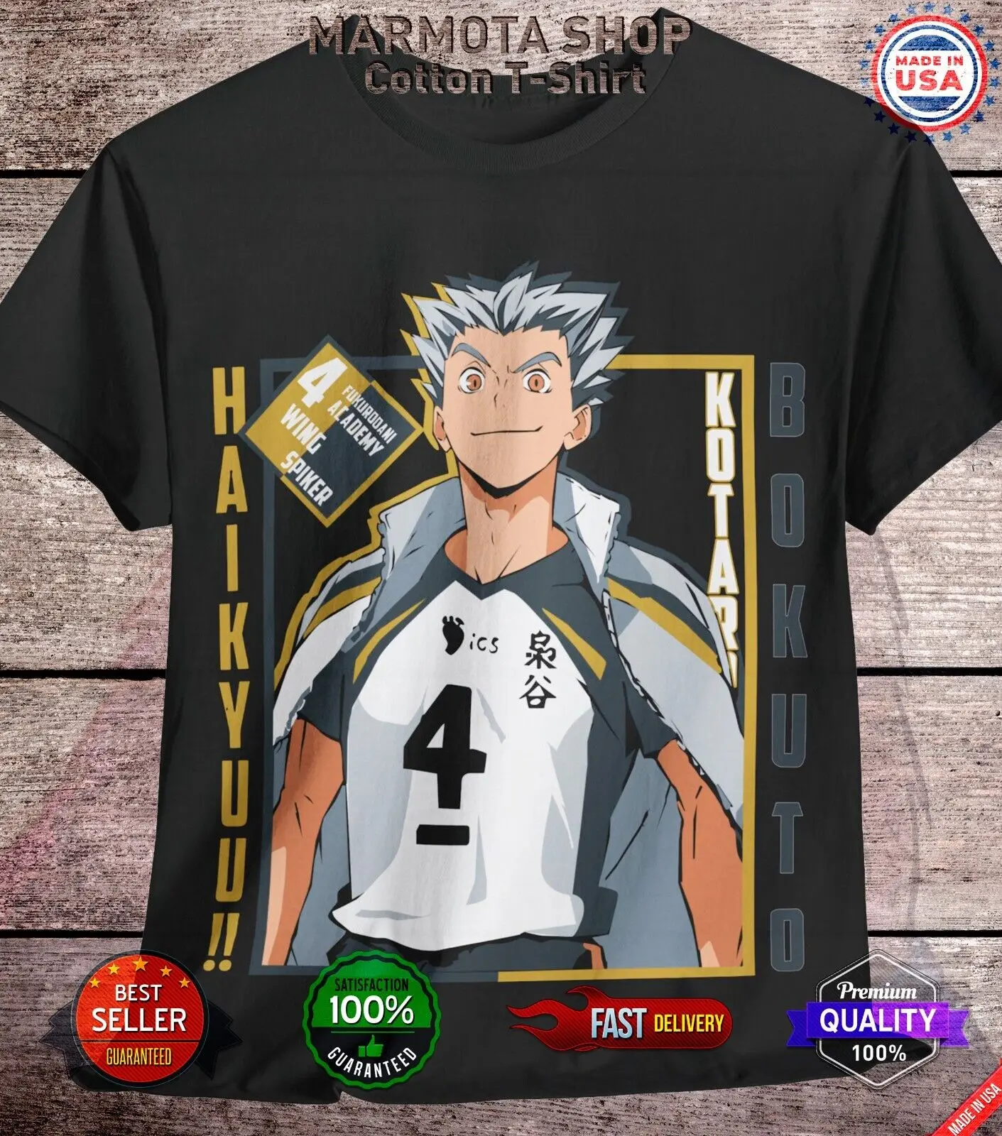 

Bokuto Kotaro Haikyuu T-Shirt Anime Japanese Tee Shirt Volleyball Hinata Tobio