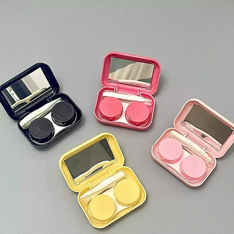 Hello Kitty Lens Case para Meninas, Anime Sanrio, Espelho Portátil, Lentes De Contato, Viagem, Presente De Aniversário, Desenhos Animados Bonitos