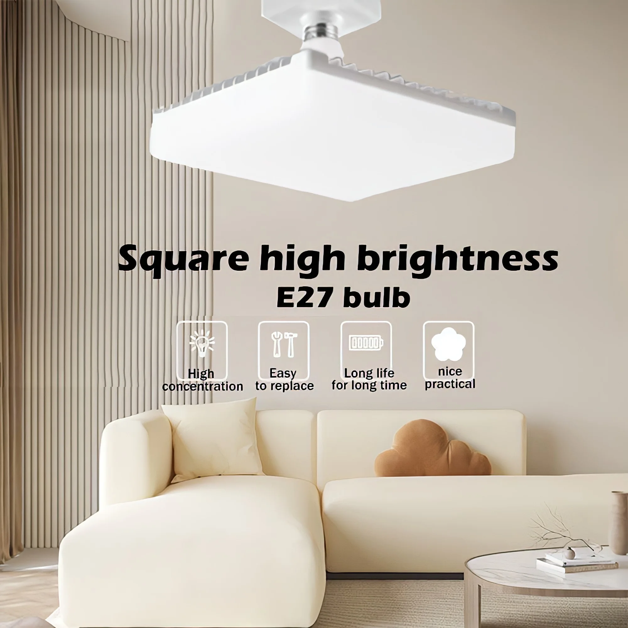 

Super Bright LED Square E27 Light Bulbs Waterproof Base Bulb LED Light Ceiling Lamp Living Room Bathroom Kitchen Bedroom Bulb