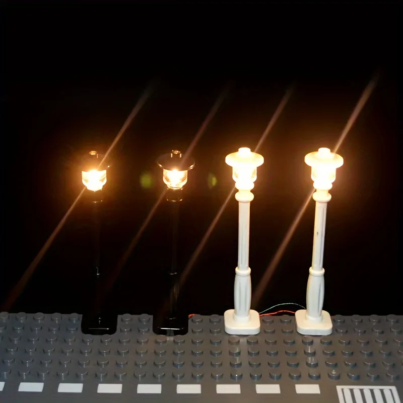 5PCS City Street Light Led Building Block Lamp MOC Compatible with Bricks Powered By USB Cable (excluding Battery)