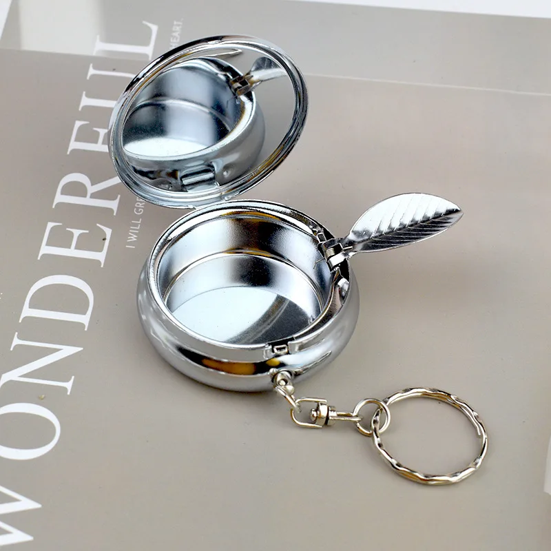 

1pc Custom Keychain Personalized Metal Mini Portable Ashtray Customized Key Ring Car Accessories Gift Wholesale