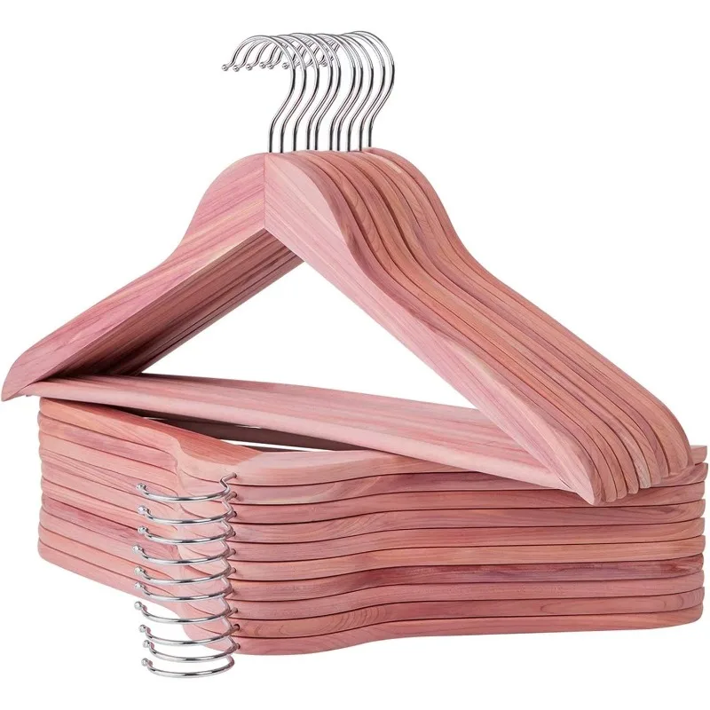 

Cedar Hangers 30 Pack, American Red Cedar Wood Suit Hangers with 360° Swivel Hook, Smooth Surface Slim
