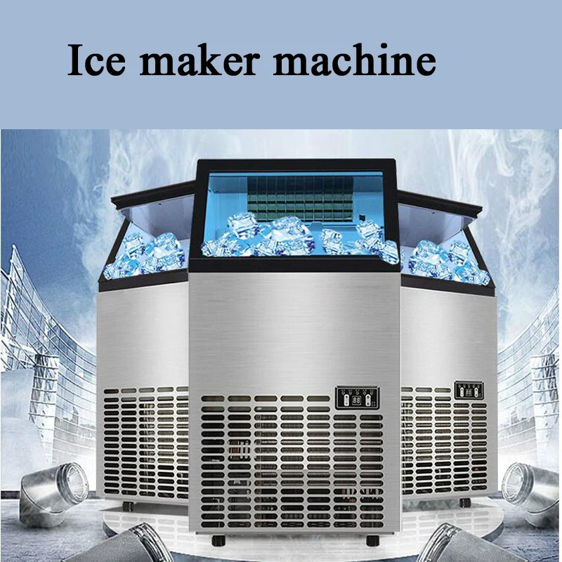 

110LBS/24H Commercial Ice Maker Machine with 2 Water Inlets, Freestanding With 24lbs Storage Bin, Ice Scoop & Water Filter