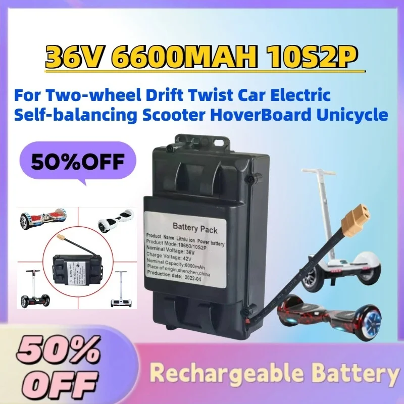 

36V 6600MAH 10S2P Rechargeable Li-Ion Battery For Two-wheel Drift Twist Car Electric Self-balancing Scooter HoverBoard Unicycle