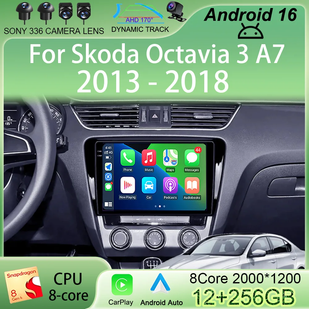 

Android 16 Car Radio For Skoda Octavia 3 A7 2013 - 2018 Multimedia Player Auto Stereo Navigation GPS Carplay QLED Touch Screen