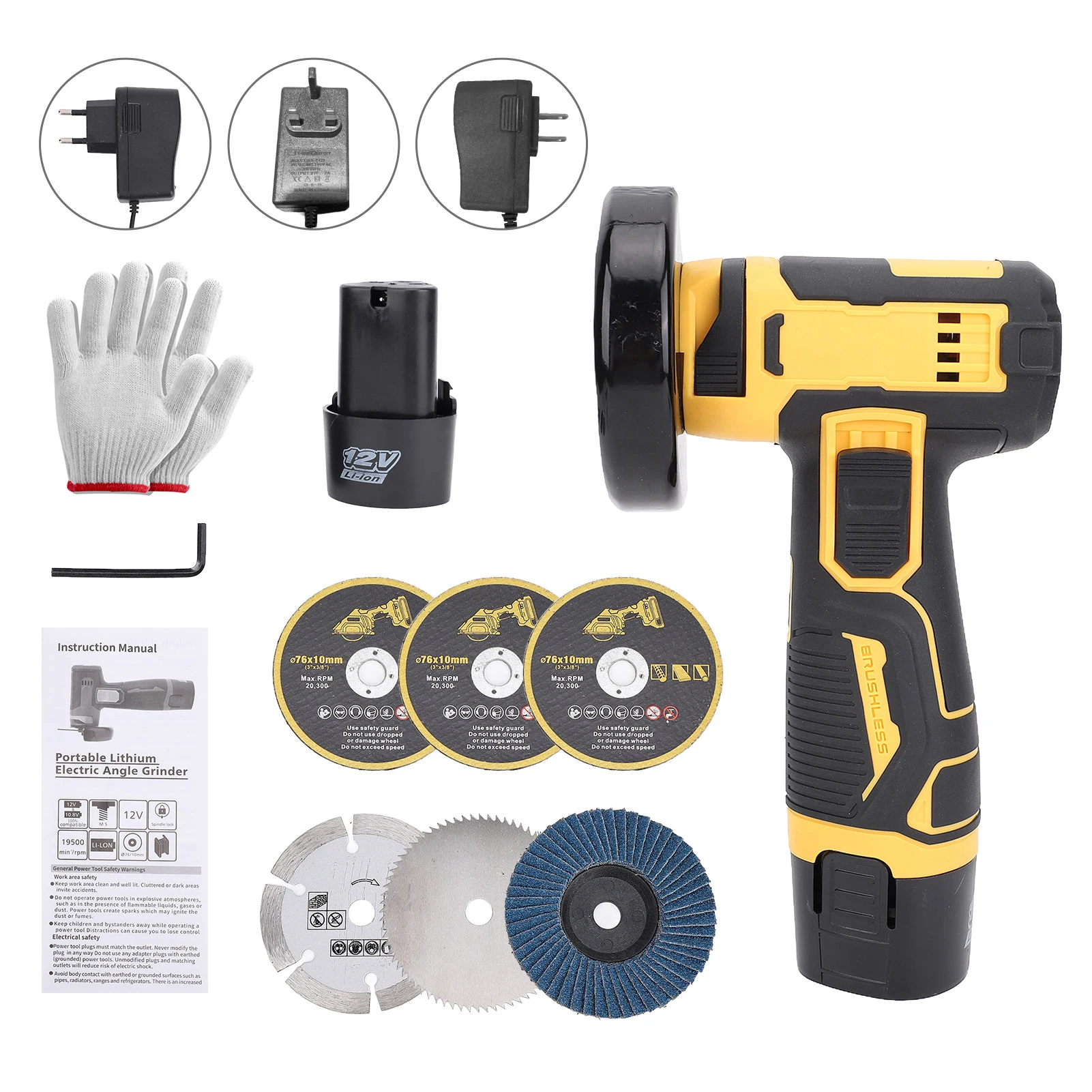 

Handheld Angle Grinder Tool 21V Cordless Cutting Polishing Machine with Rechargeable Battery 19500rpm/min MINI Tile Cutter