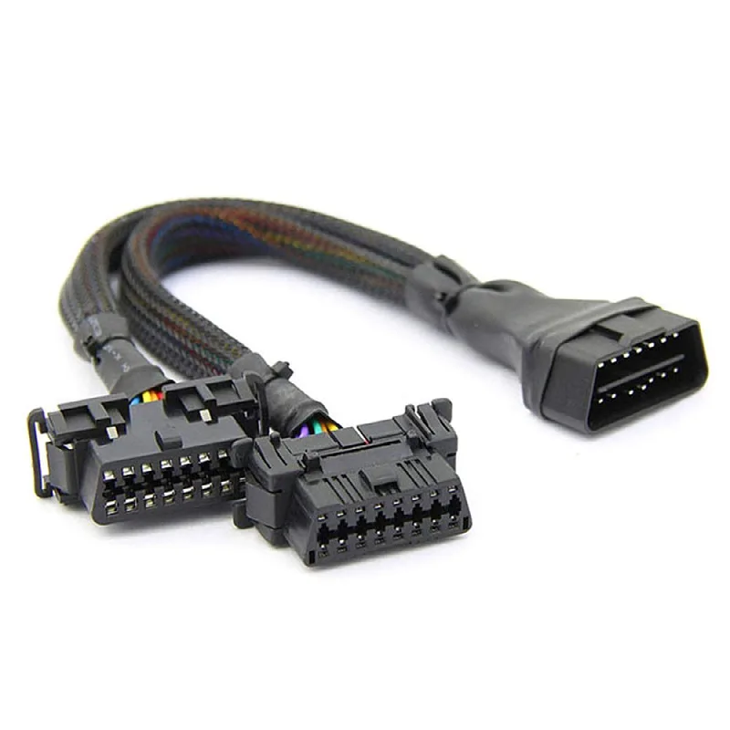 Hot Selling OBD2 Male To Dual Female Elbow Extension Cable Available To Connected 1 IN 2 Converted OBD 2 Adapter