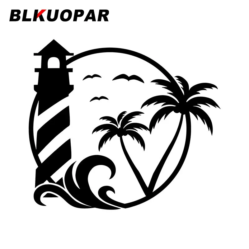 

BLKUOPAR Lighthouse Beach Sunset Car Stickers Scratch-Proof Vinyl Decal Fashion Air Conditioner Motorcycle Car Styling
