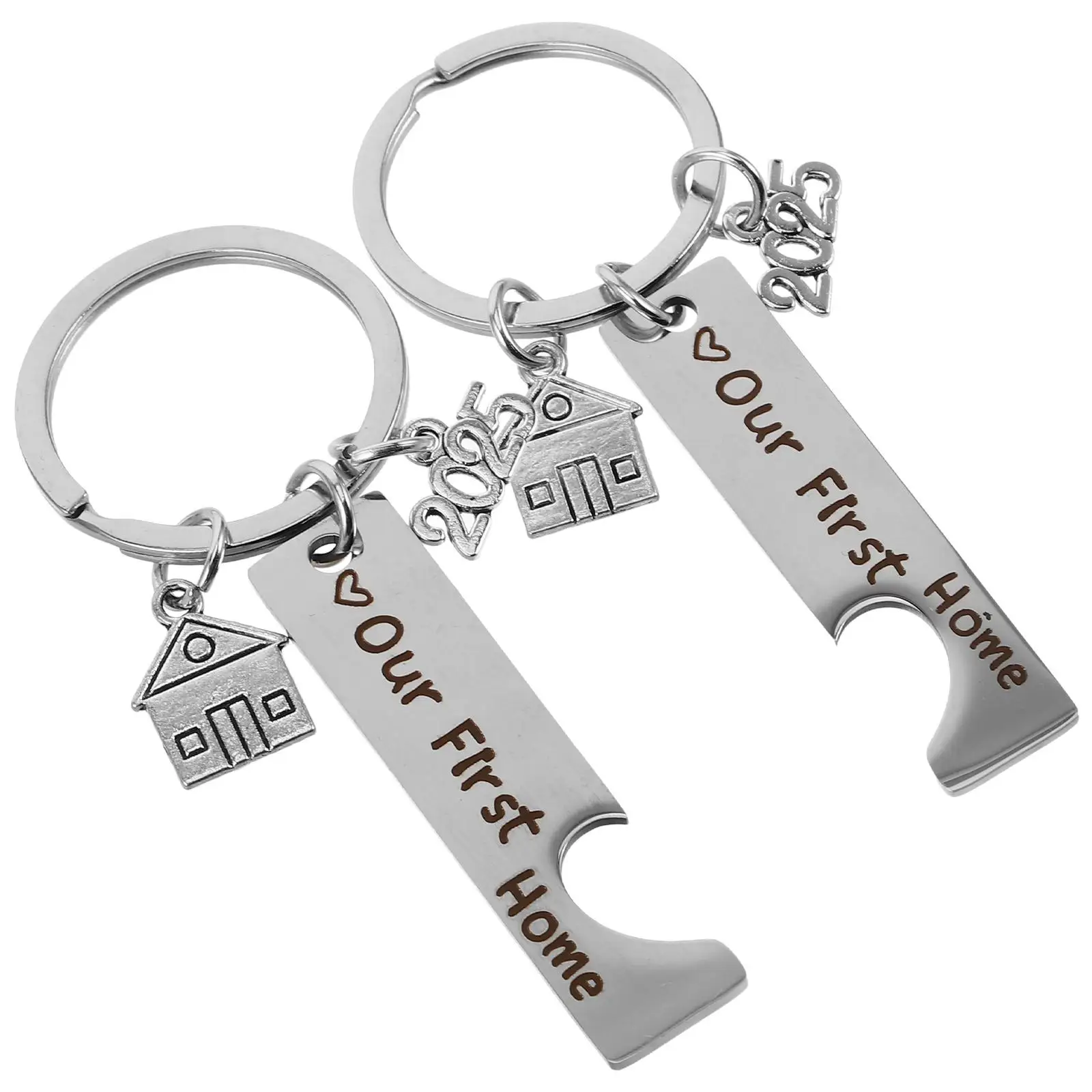 

2 Pcs Steel House Decor Keychain First New Home Keyring Home 2025 New House Decor Portable Gift Stylish Design