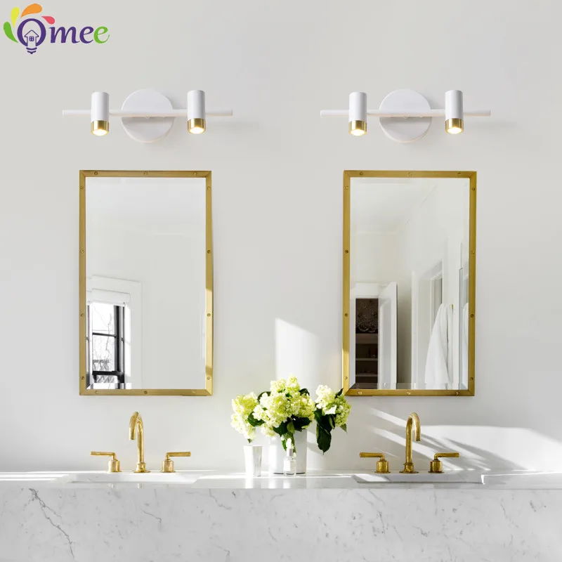 OMEE Nordic LED กระจกไฟหน้าโมเดิร์นสีขาวกระจกตู้ผนังห้องน้ำ Vanity Wall Spotlight กระจก